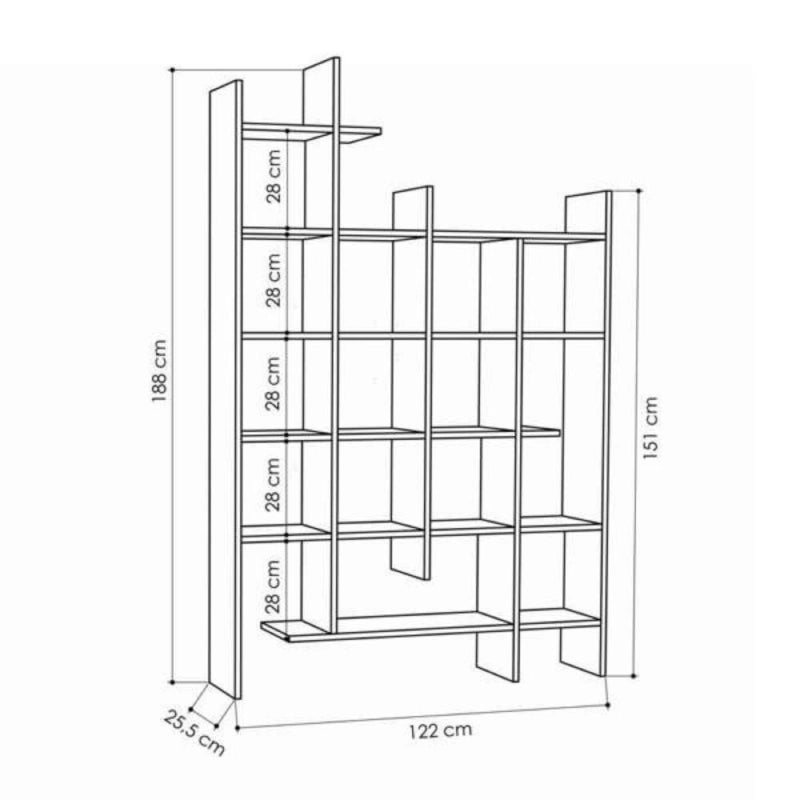 Libreria Manco bianca 6 ripiani 122x25.5x188H