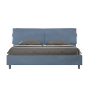 BS COM Letto matrimoniale king size con rete imbottito 180x200 microfibra blu