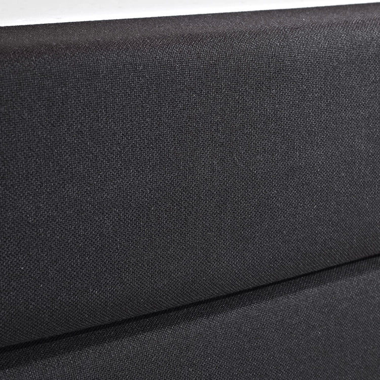 Letto Boxspring in Ecopelle Nera con Materasso a Molle 180 x 200 cm