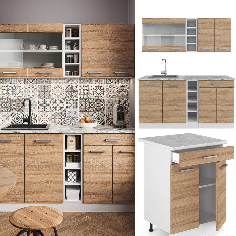 Vicco Cucina completa Sonoma/Bianco 160 cm , PL Marmo