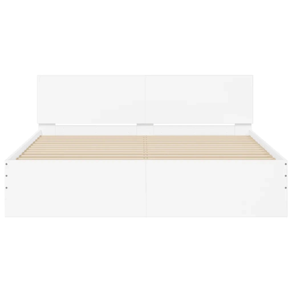Letto matrimoniale | Letto per adulti | Giroletto con Testiera Bianco 150x200 cm