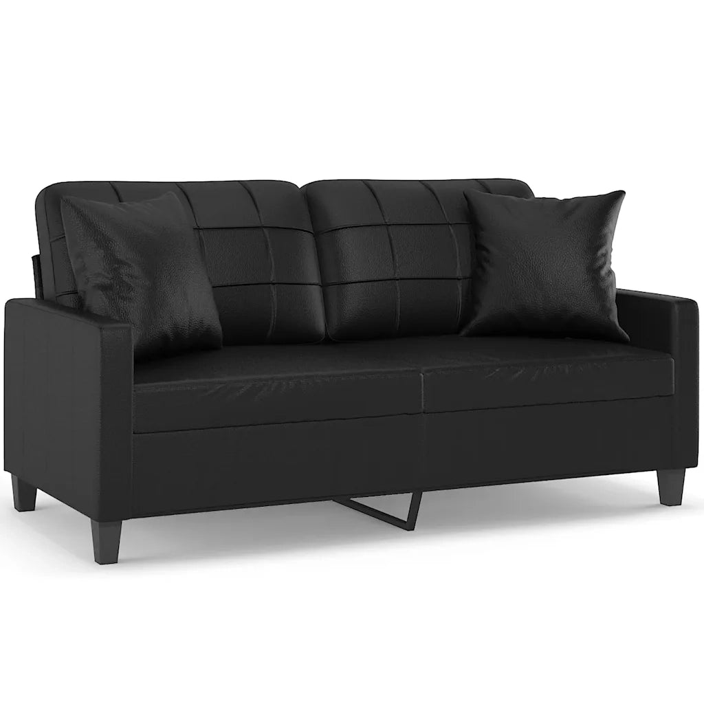 Divano a 2 Posti con Cuscini-Sofa 2 Posti con Cuscini Nero 140 cm in Similpelle 732094