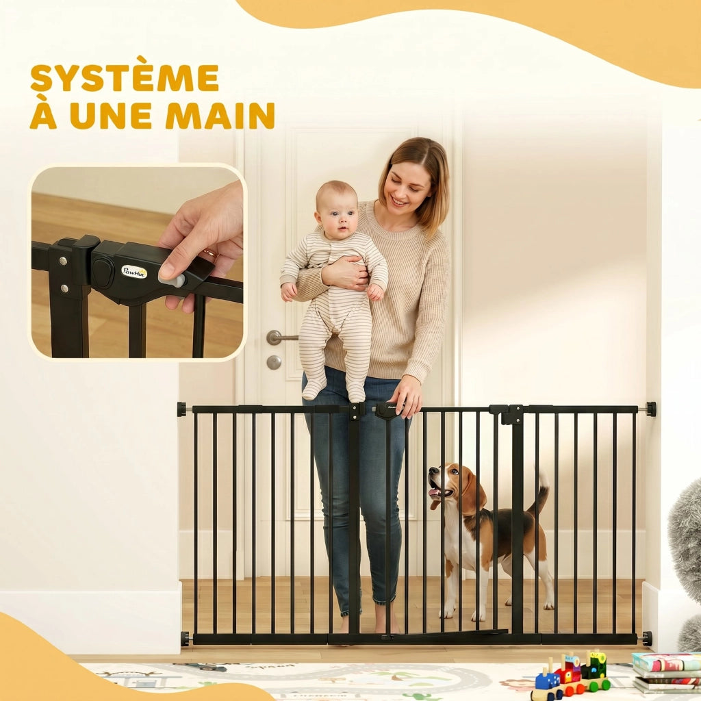 Barriera di sicurezza per animali ¨C zephmum ¨C nero con chiusura automatica e doppio blocco