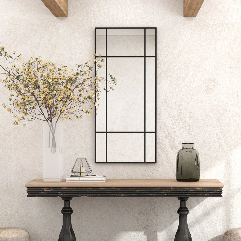 Specchio da Parete con Cornice Finestra Nero ¨C zephmum ¨C 110x50cm