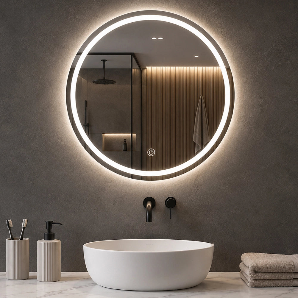 Specchio Rotondo Ø60cm LED a 3 Colori Dimmerabile Accensione Touch