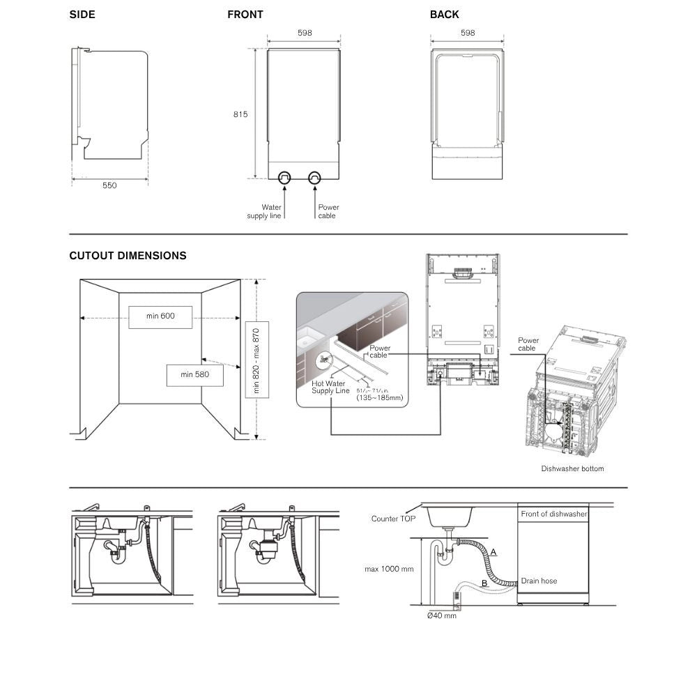 Lavastoviglie Bertazzoni DW60EPRS incasso totale 60 cm. 13 coperti classe E