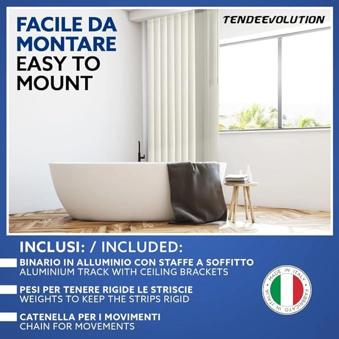 Tenda Verticale Shantung 127mm - Colore Sabbia 55, Attacco Soffitto - Larghezza 4m x Altezza 2m - Apertura Sinistra - Per Casa E Ufficio