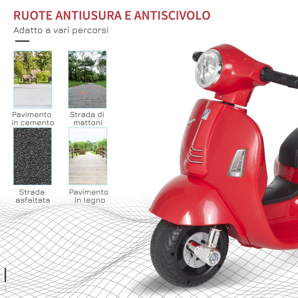 Moto Elettrica Vespa Licenza Ufficiale ¨C Xylo ¨C Bambini 18-36 Mesi, Rosso, 66.5x38x52 cm