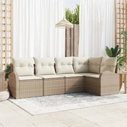 Set di divani con cuscino 5 pcs Beige Poliestere