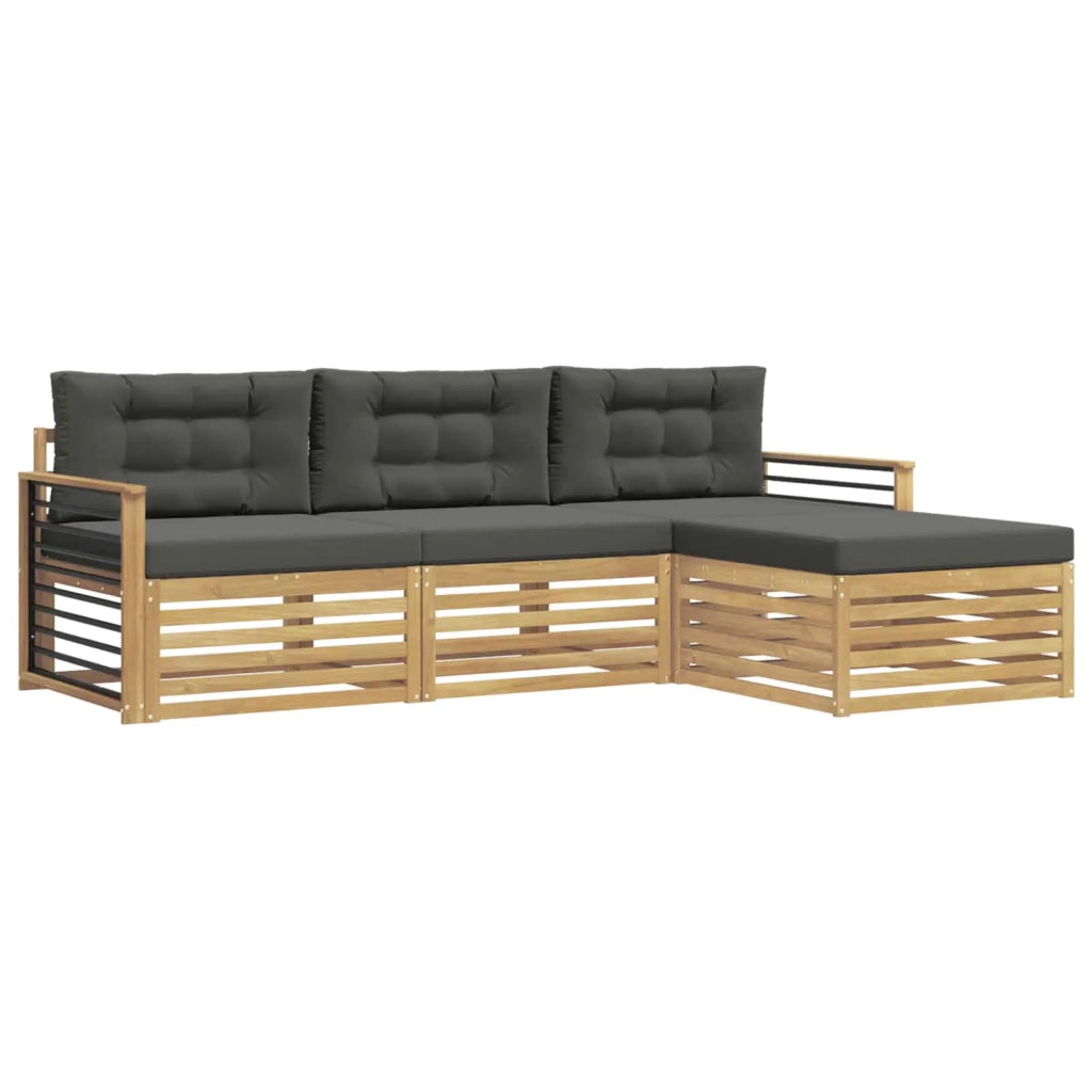 Set di divani da esterno 4 pz Bianco e Antracite Poliestere 3390297