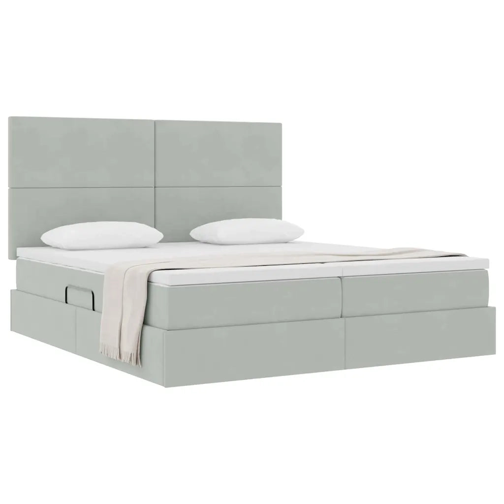 Letto con Contenitore Grigio chiaro 200 x 200 cm Velluto