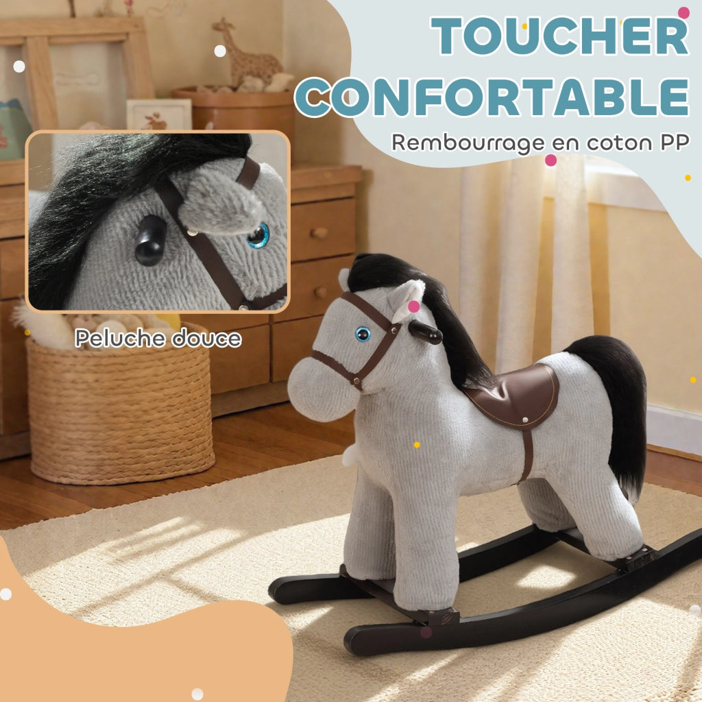 Cavallo a Dondolo per Bambini ¨C Minimal ¨C Grigio 71x26x55 cm