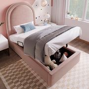 Letto singolo per bambini con imbottitura - Xylo - 90x190 cm - Velluto rosa