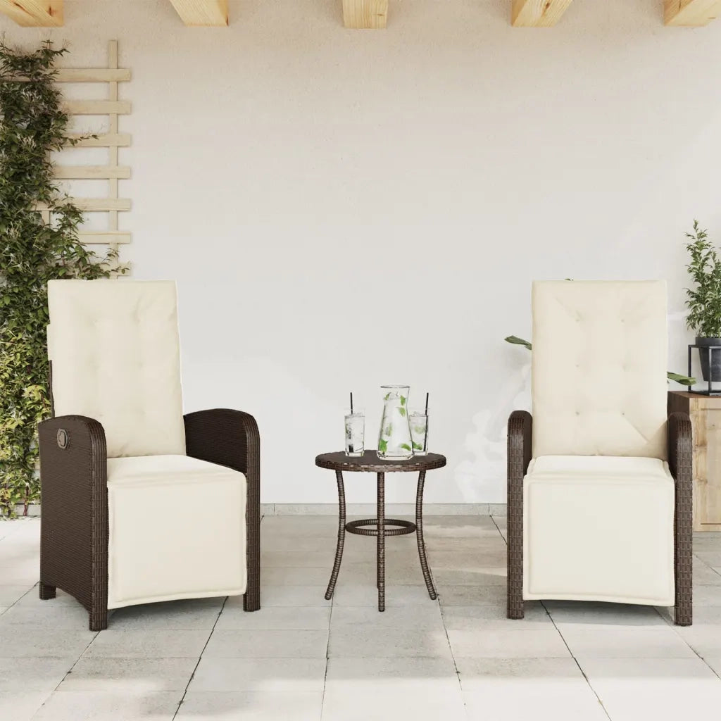 Set Bistrò 3 pz con Cuscini Marrone in Polyrattan 365202