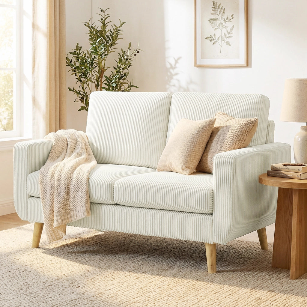 Divano 2 posti in velluto ¨C Minimal ¨C crema 134 cm