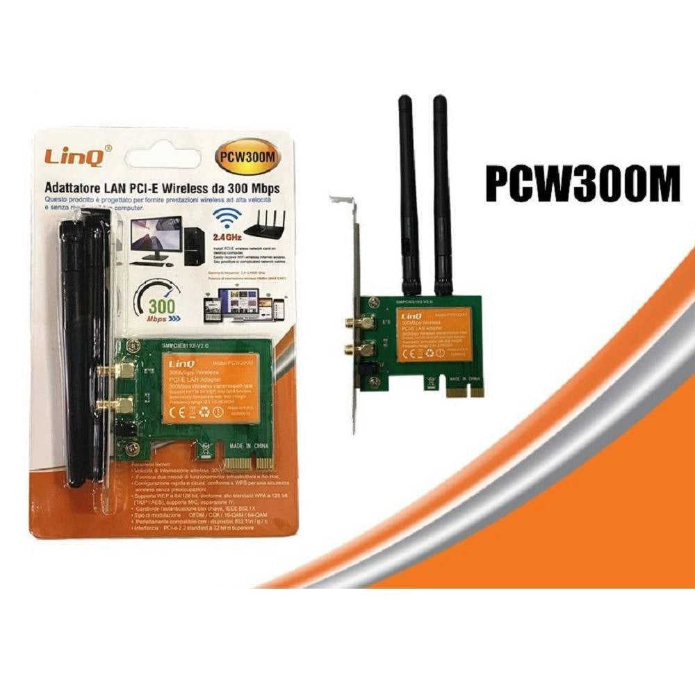 Trade Shop - Scheda Di Rete Adattatore Lan Pci-e Express Network Card Wireless 300mbps Pcw300m -