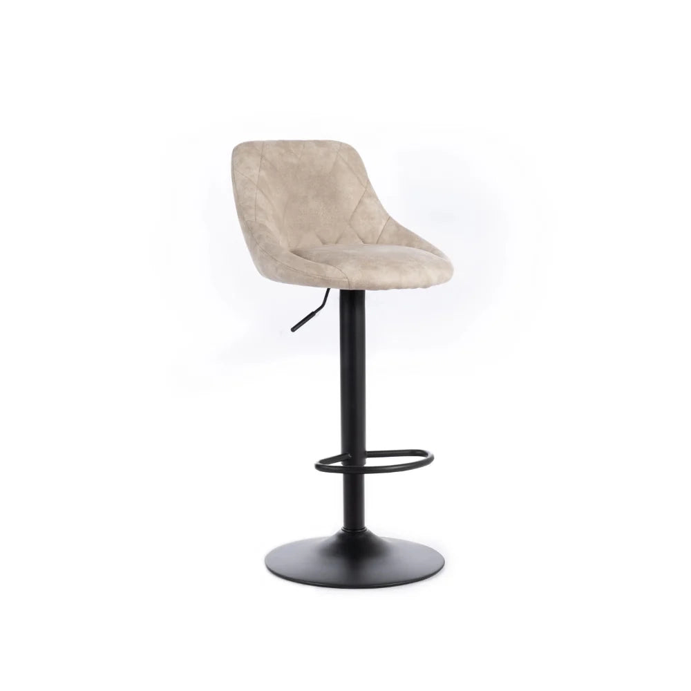 Set di 2 sgabelli da bar e cucina regolabili in altezza in microfibra beige Luca con struttura in metallo e poggiapiedi | Duzzle