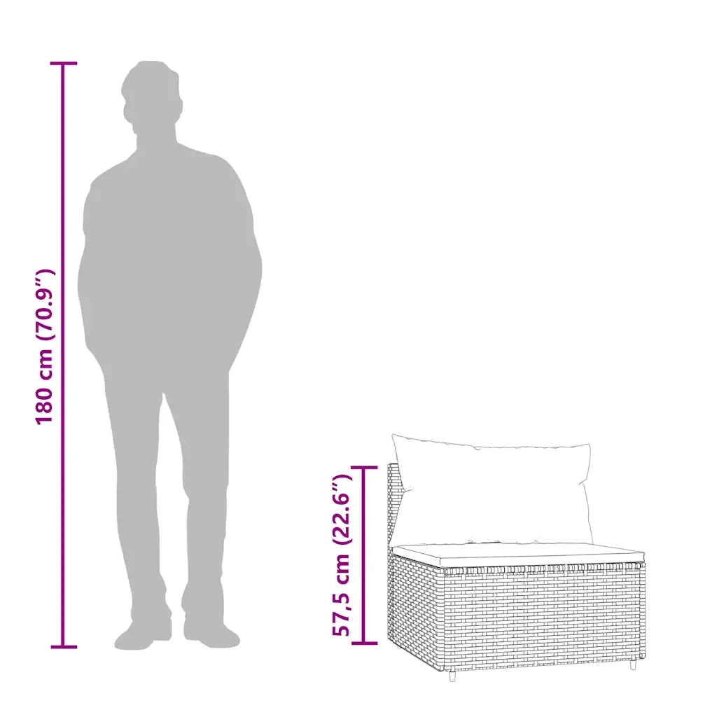 Set Mobili da Giardino 3 pz con Cuscini in Polyrattan Marrone 319835