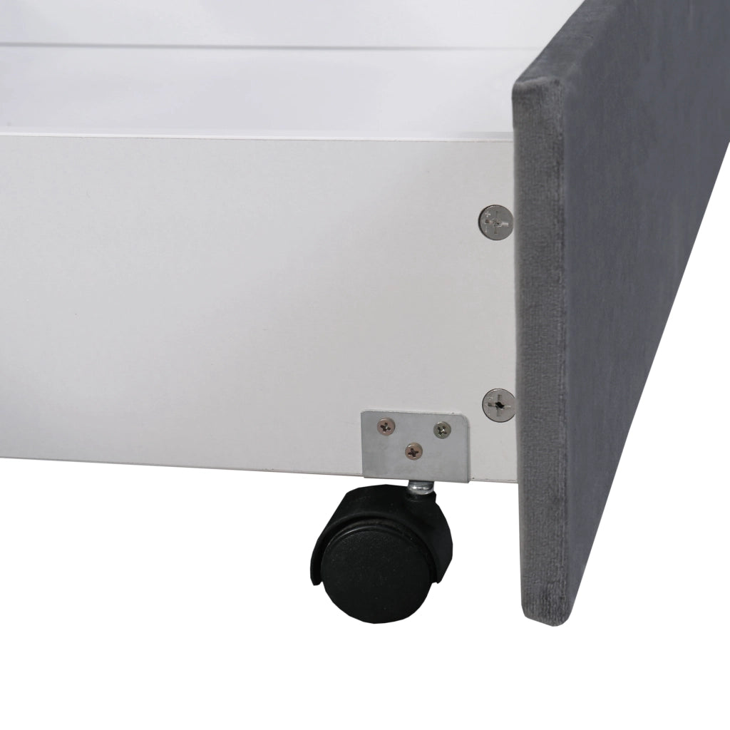 OKWISH Letto con Cassetti 160×200 cm, Letto Matrimoniale con 2 Cassetti e Testiera Imbottita, senza Materasso, in Velluto, Grigio