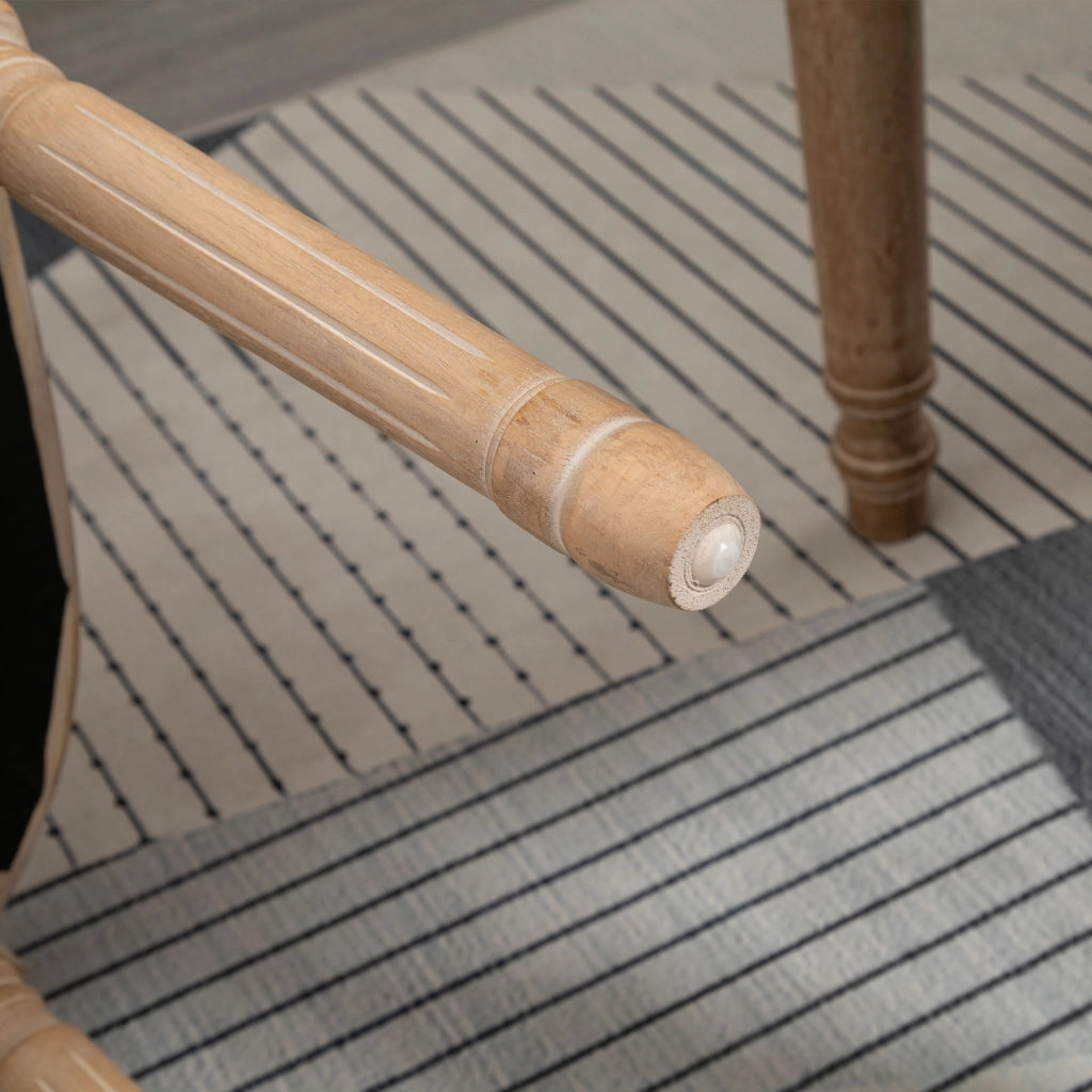 Set 2 Sedie per Soggiorno in Stile Vintage con Schienale Traforato, in Legno e Tessuto, 49x56x96cm, Bianco Crema