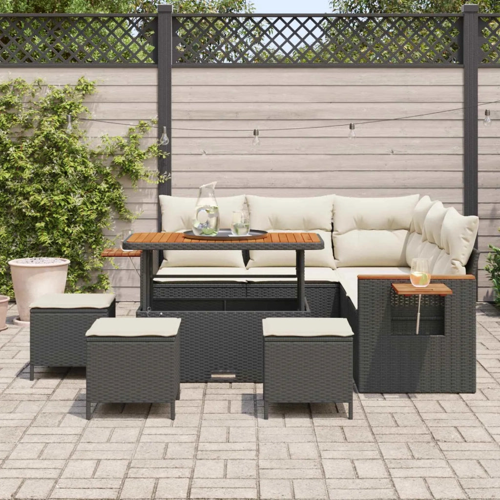 Set Divano da Giardino 9 pcs Nero polyrattan 3363050