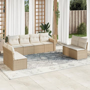 Set Divano da Giardino 9 pz con Cuscini Beige in Polyrattan 3218848