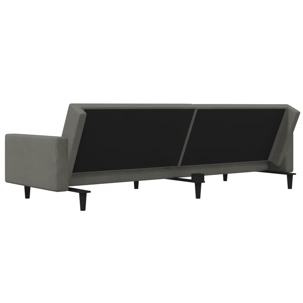 Divano Letto a 2 Posti con 2 Cuscini-Sofa Letto 2 Posti-Daybed Grigio Scuro in Velluto 350954