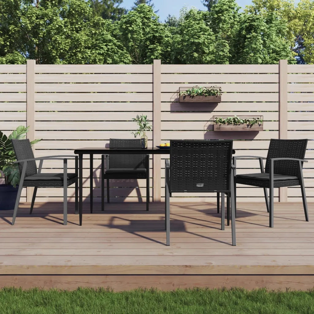 Set Pranzo da Giardino 5pz con Cuscini in Polyrattan e Acciaio 3186979
