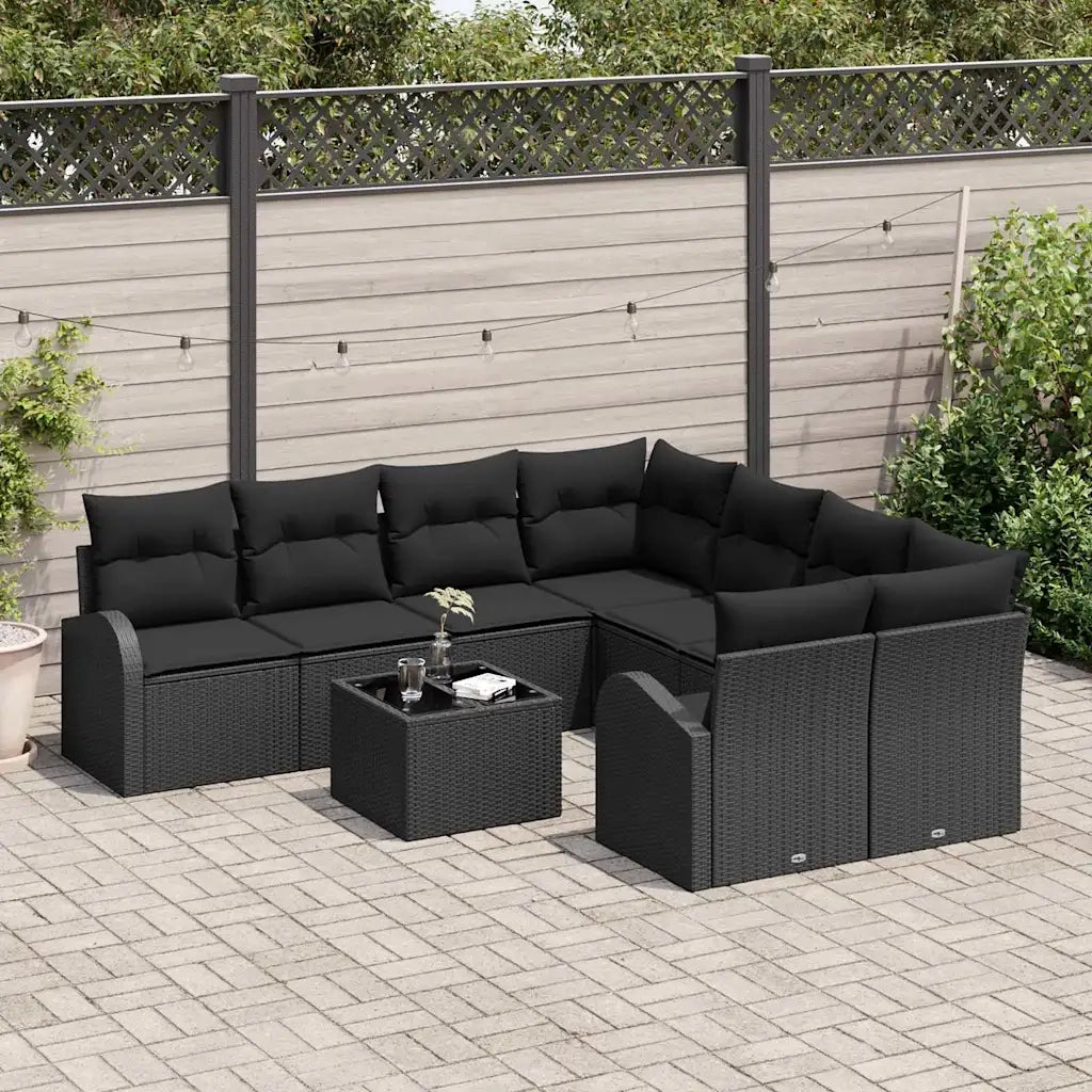 Set Divano da Giardino Nero 55 x 55 x 37 cm polyrattan