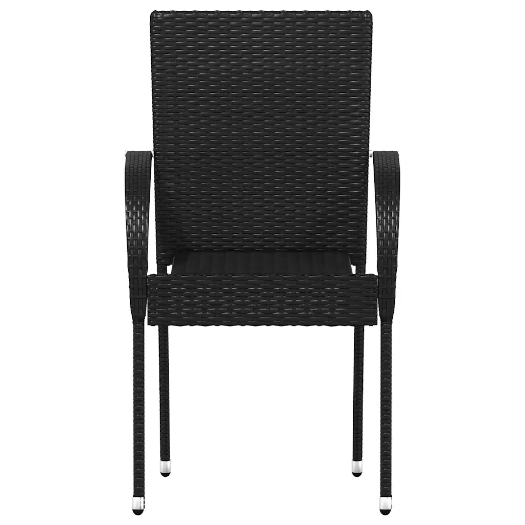 Sedie da Esterno Impilabili 4 pz in Polyrattan Nere 310084