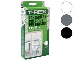 ZANZARIERA POLIESTERE FINESTRA PULL-OUT- - cm.150x250, 2 teli cm.75 apert. centrale, nero - 6 blister T-REX