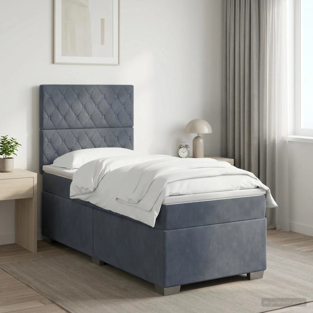 Letto box spring con materasso Grigio Scuro Singolo Velluto 3453723