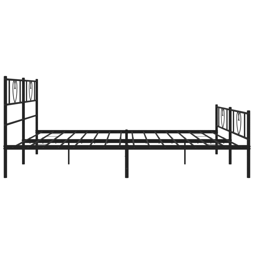 Letto matrimoniale | Letto per adulti | Giroletto senza Materaso con Pediera in Metallo Nero 180x200 cm