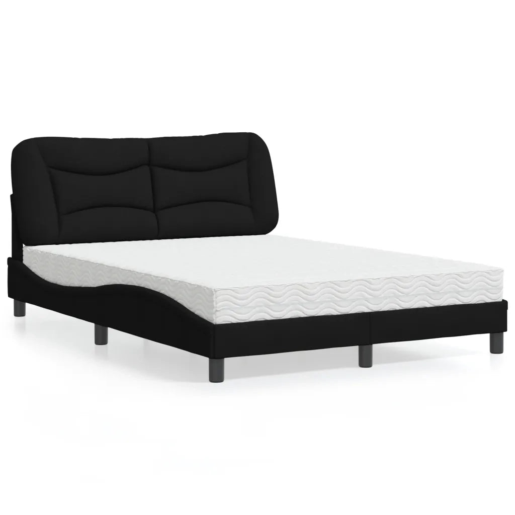 Letto con Materasso Hvar Nero 140x190 cm in Tessuto