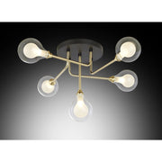 PLAFONIERA LEONOR 5 LUCI G9 D.58XH30CM NERA / ORO