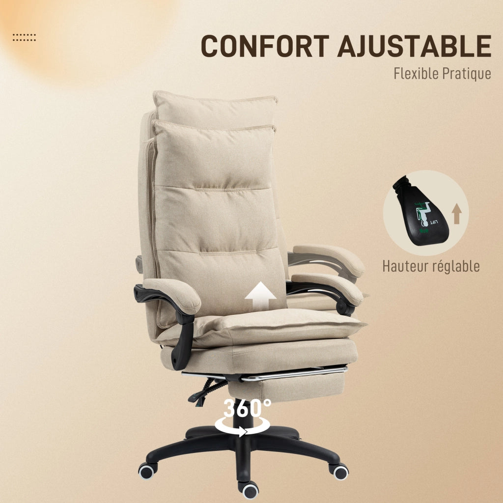 Sedia da ufficio massaggiante reclinabile con poggiapiedi ¨C zephmum ¨C beige