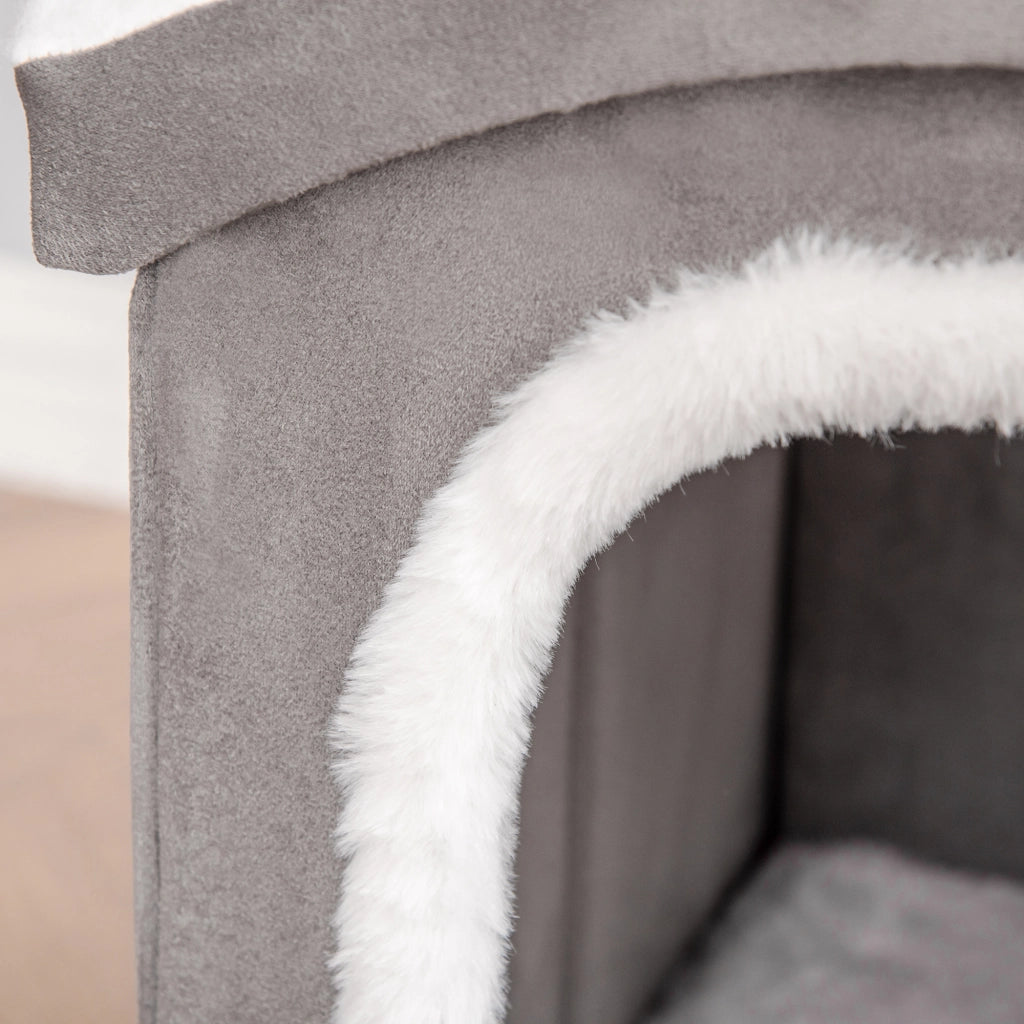 Casetta per Gatti ¨C Xylo ¨C Grigio con Cuscino 63.5x37x40cm