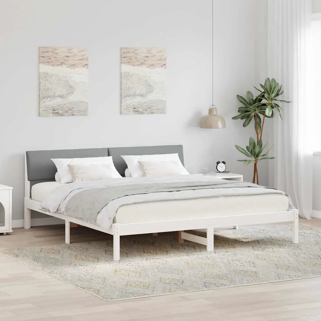 Struttura del Letto Bianco e grigio chiaro 200 x 200 cm