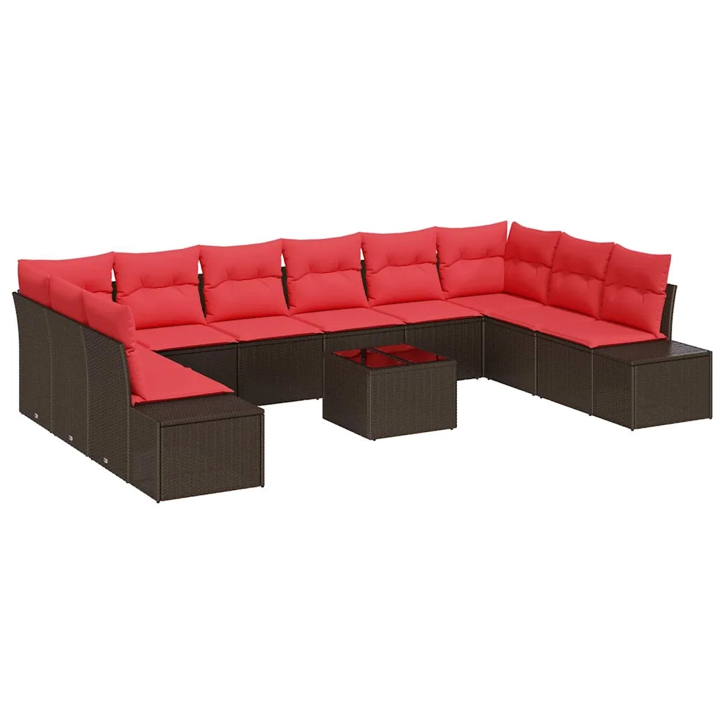 Set Divano da Giardino con cuscino 11 pcs Marrone polyrattan 3347254