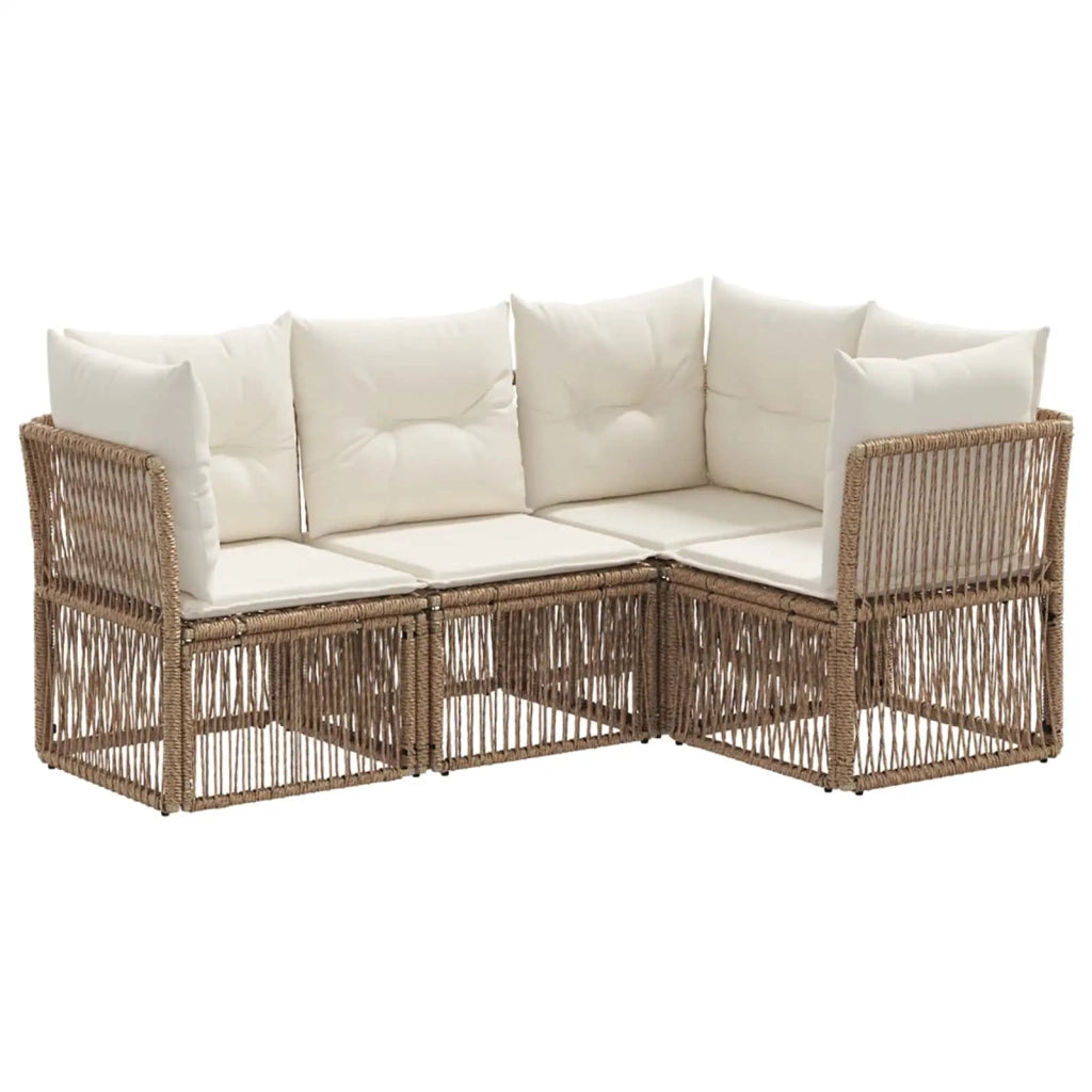 Set Divano da Giardino 4 pz Beige polyrattan 3434211
