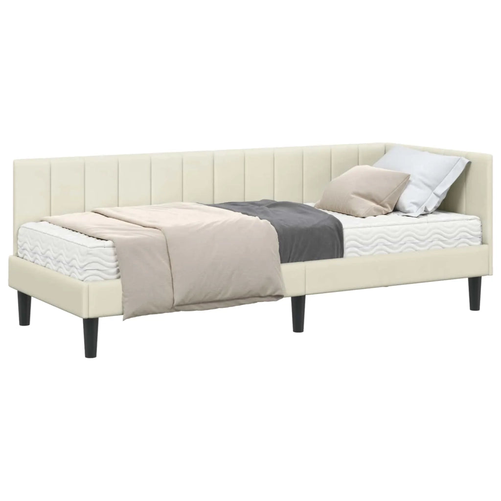 Struttura Letto Angolare con Materasso 2 pcs Crema Velluto 3393885