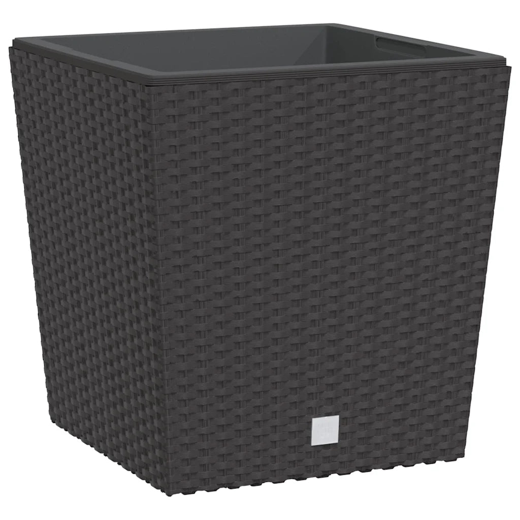 Fioriera | Cassetta per fiori | Vaso con Interno Rimovibile Marrone 21 / 32 L PP Rattan