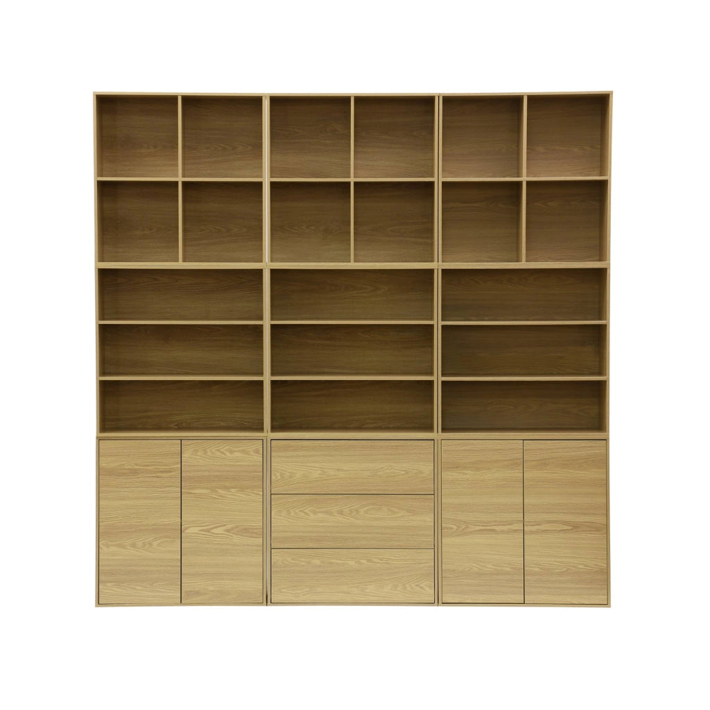 Libreria modulare in legno con 4 scomparti, quercia