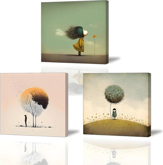 Stampa di foto di bambina - arte per la parete decorazione per la stanza fiori - opera d'arte con cornice per la casa galleria - camera da yoga regalo di compleanno - set di 3 pezzi