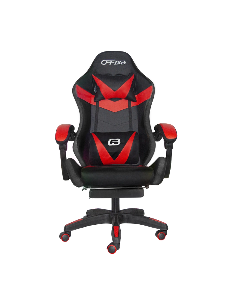Sedia da Gaming Ergonomica 66x60x134 cm con Poggiapiedi in Similpelle Rosso