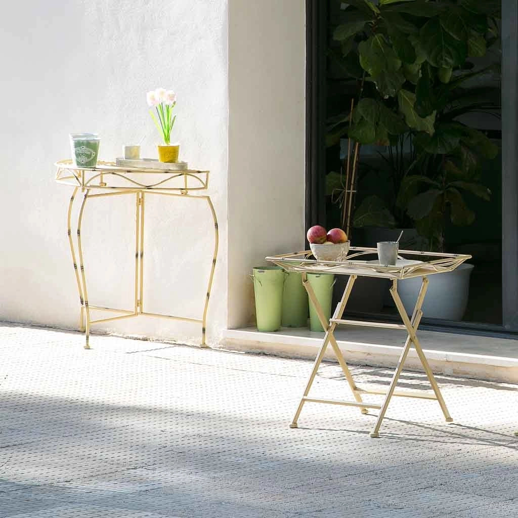 Mobile da ingresso in ferro battuto giallo 75x37x75h