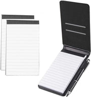 Blocchetto compatto con penna - 3 pezzi - nero - PU-carta - A7