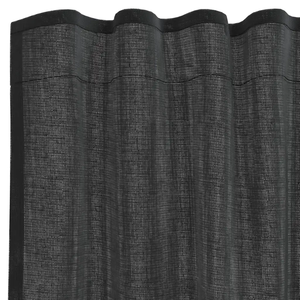 Tende in Voile con Tasche per Aste 2 pz Nero