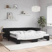 Divano Letto Estraibile con Materassi Nero 100x200 cm Velluto 3197806