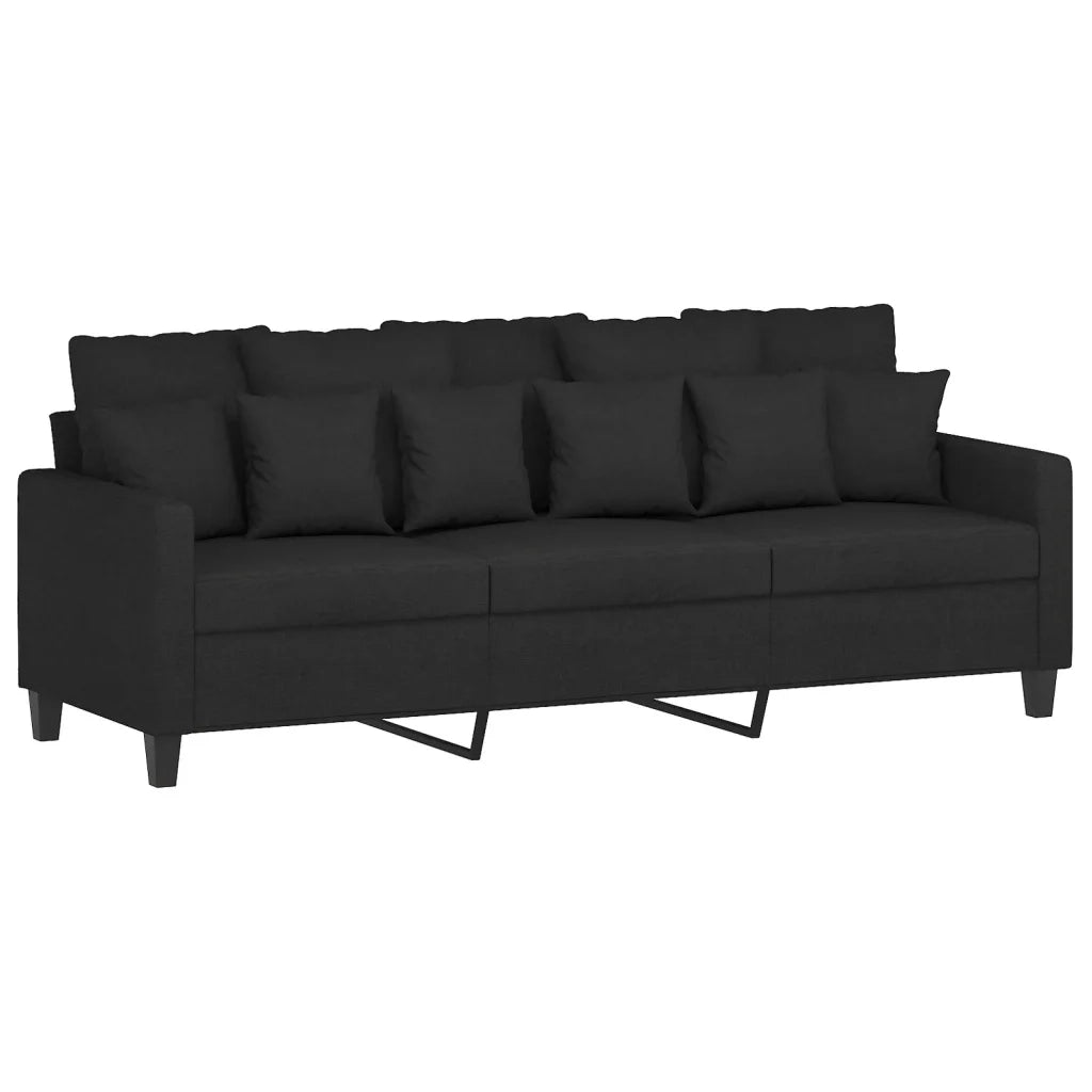 Set Divani 4 pz con Cuscini Nero in Tessuto